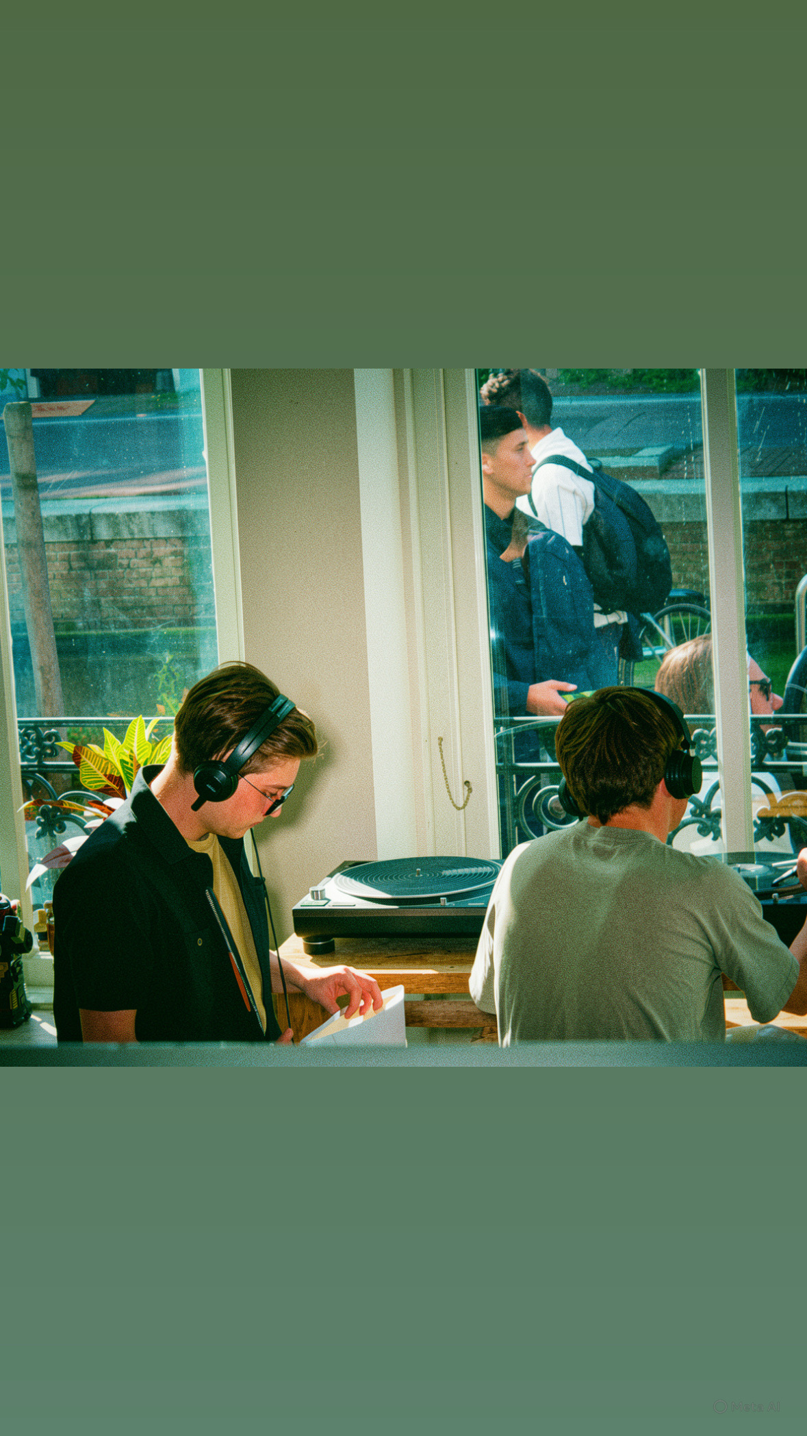 dj with records by a window
